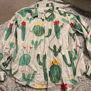 Women’s Cactus Print Shirt - Green and Red